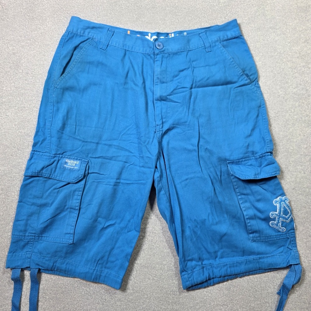 Vintage Akademiks Shorts Mens 38 Blue Cargo Paratrooper Hip Hop Embroidered Bagg